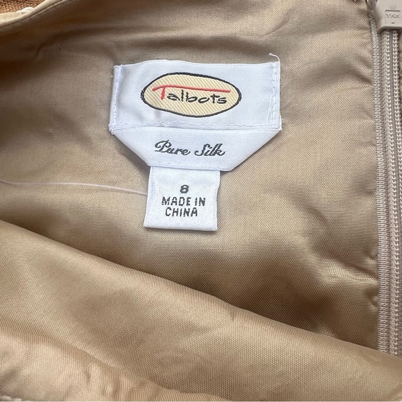 Vintage Talbots Neutral Nude/White Silk Shift Dress Size 8 - Picture 4 of 4